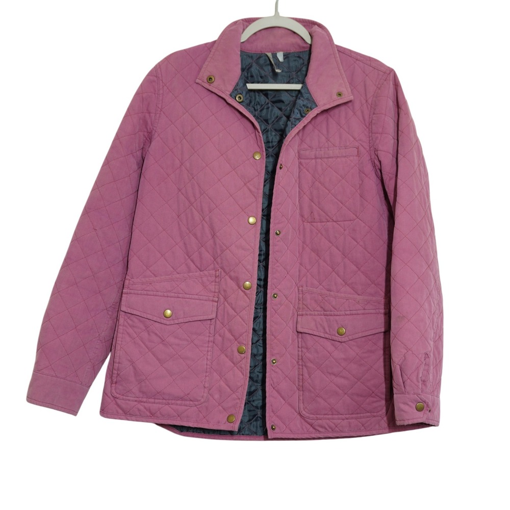 Duluth Trading Co Women Mauve Pink Quilted Barn Jacket Snap Front Utility Coat